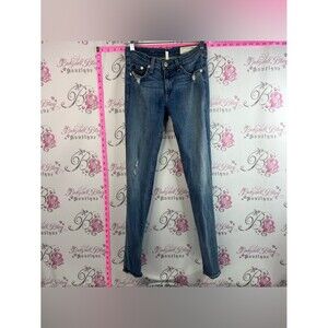 rag & bone jeans bottoms Women's Skinny Distressed Jeans - Medium Blue Wash